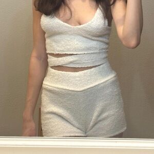 Urban Outfitters Cream Textured Pajama Set